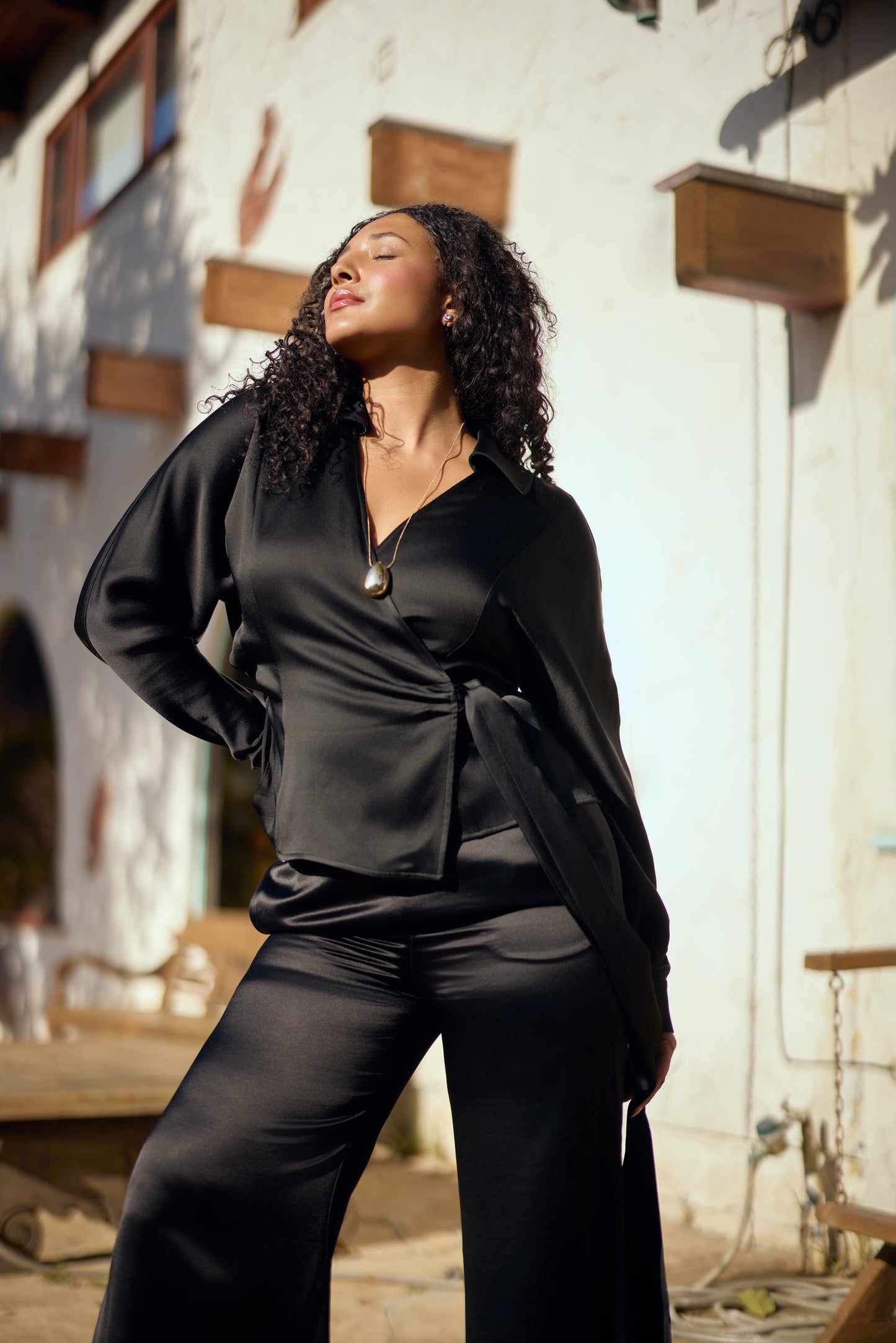 Siena Long-Sleeve Wrap Blouse