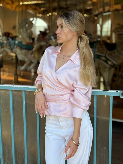 Ballerina Long-Sleeve Wrap Blouse