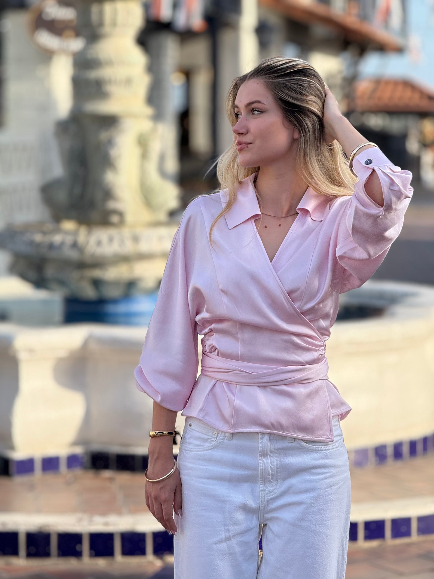 Ballerina Long-Sleeve Wrap Blouse