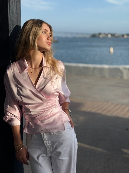 Ballerina Long-Sleeve Wrap Blouse