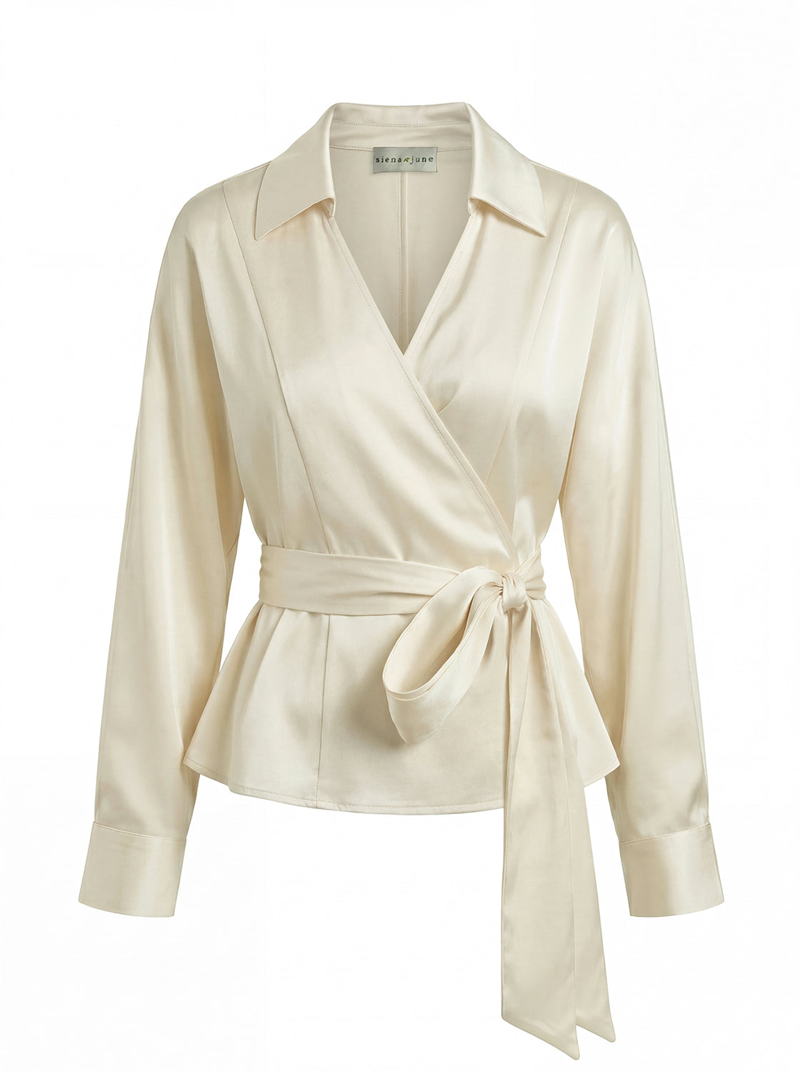 June Long-Sleeve Wrap Blouse