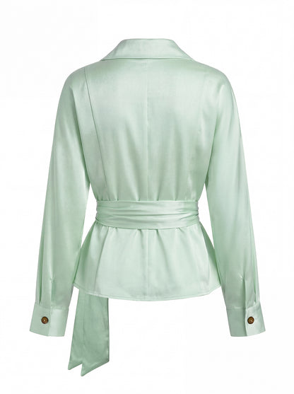 Spring Long-Sleeve Wrap blouse