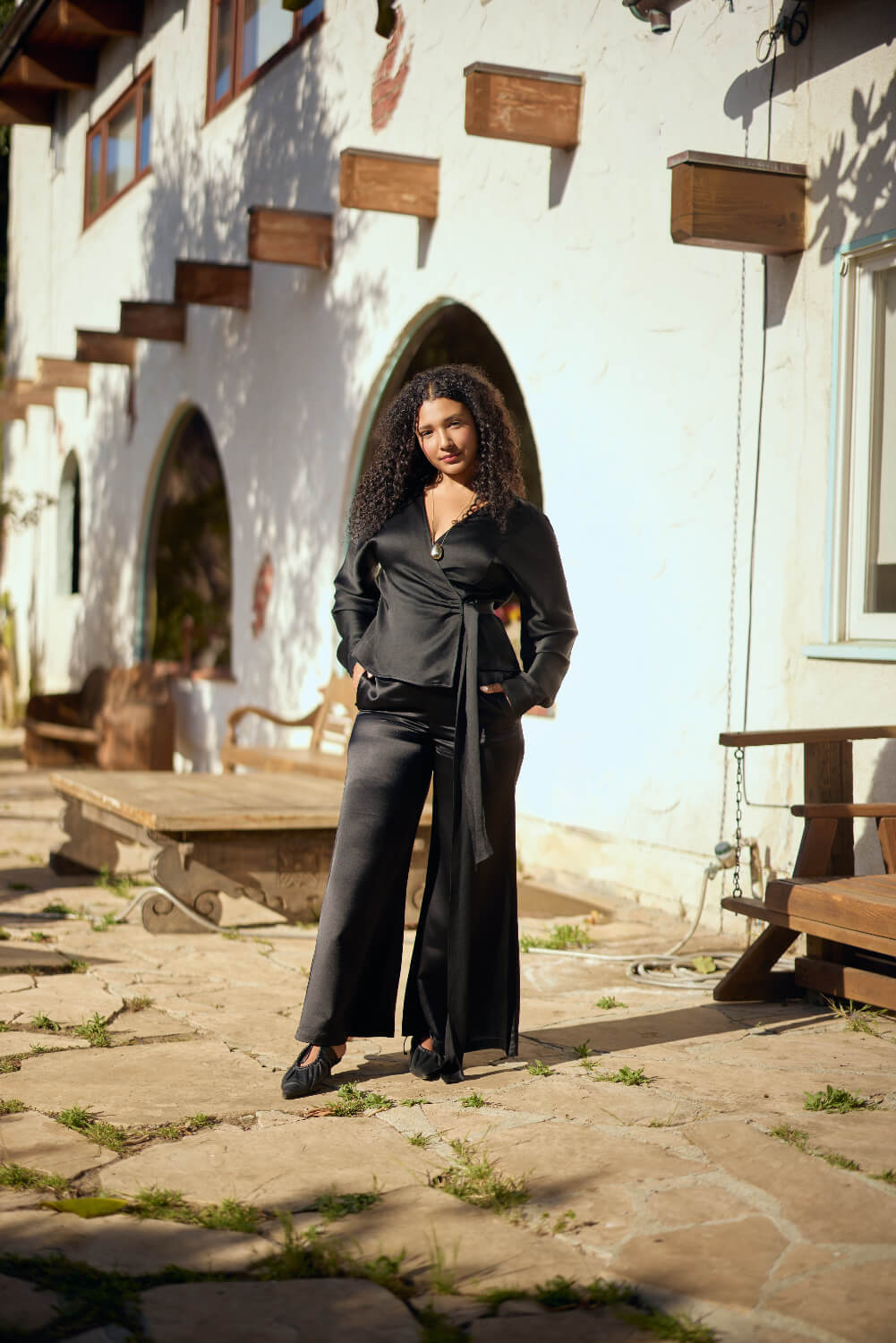 Siena Long-Sleeve Wrap Blouse