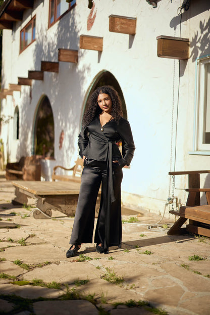 Siena Long-Sleeve Wrap Blouse