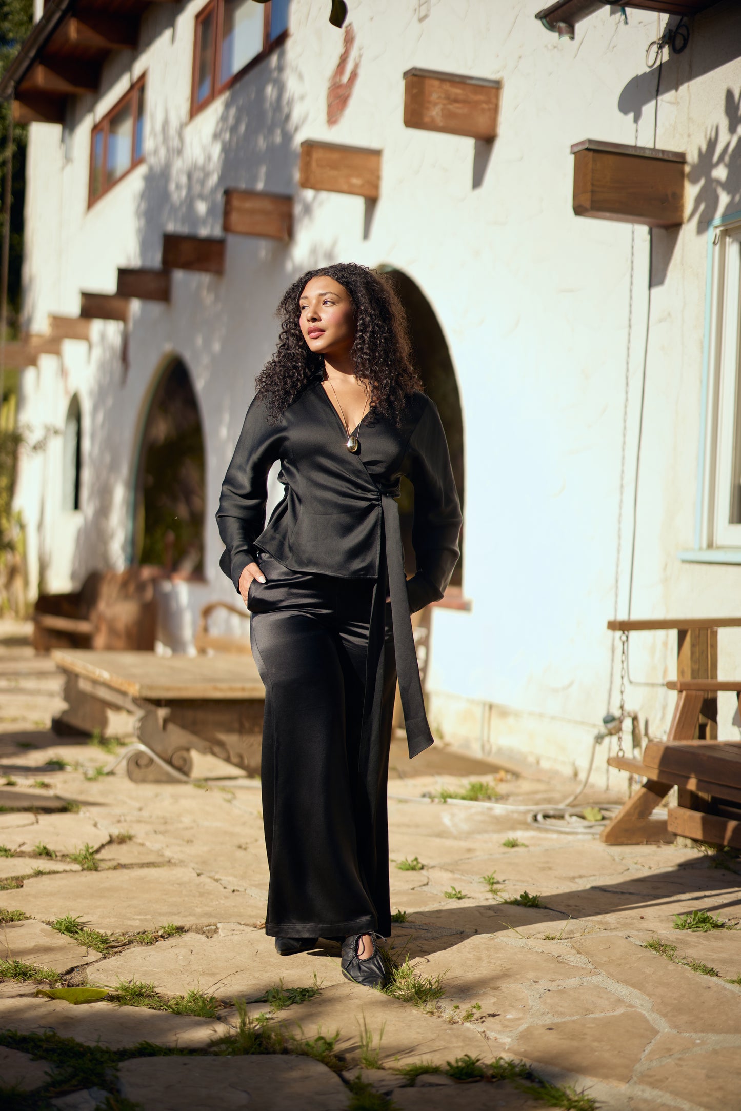 Siena Long-Sleeve Wrap Blouse