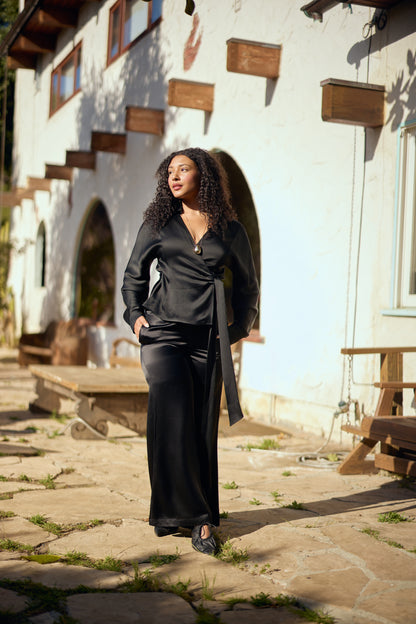Siena Long-Sleeve Wrap Blouse