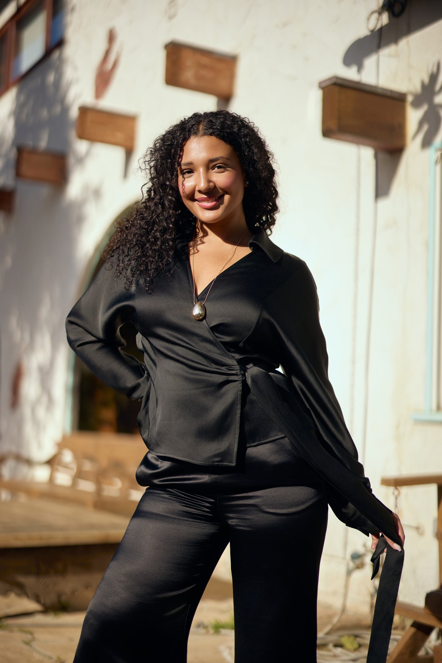 Siena Long-Sleeve Wrap Blouse