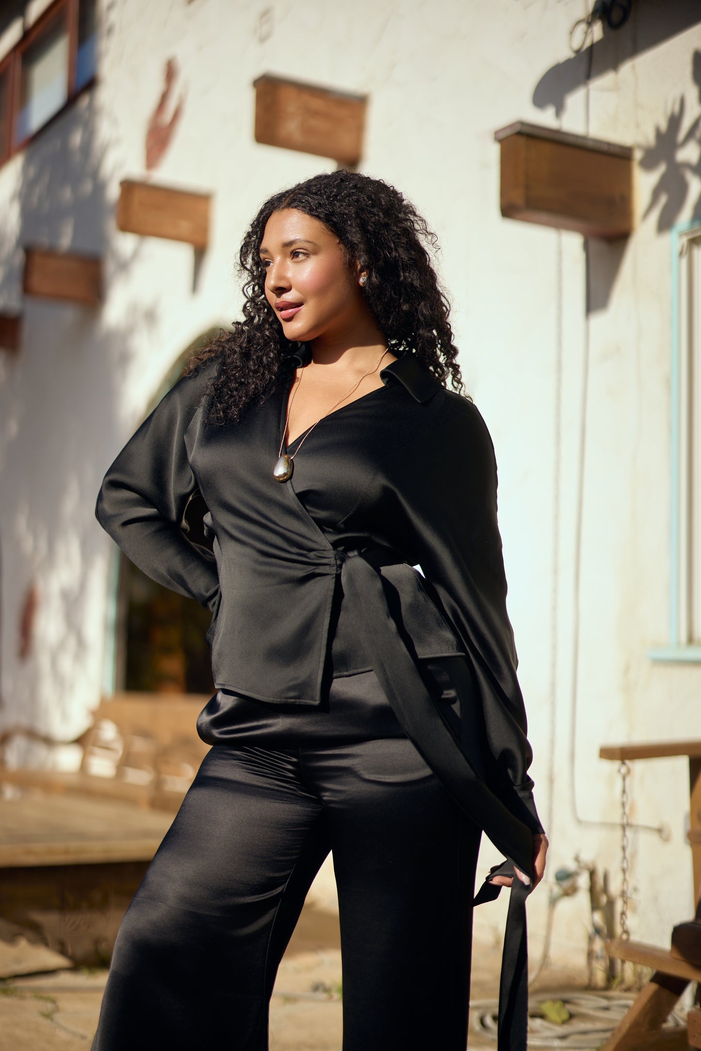 Siena Long-Sleeve Wrap Blouse
