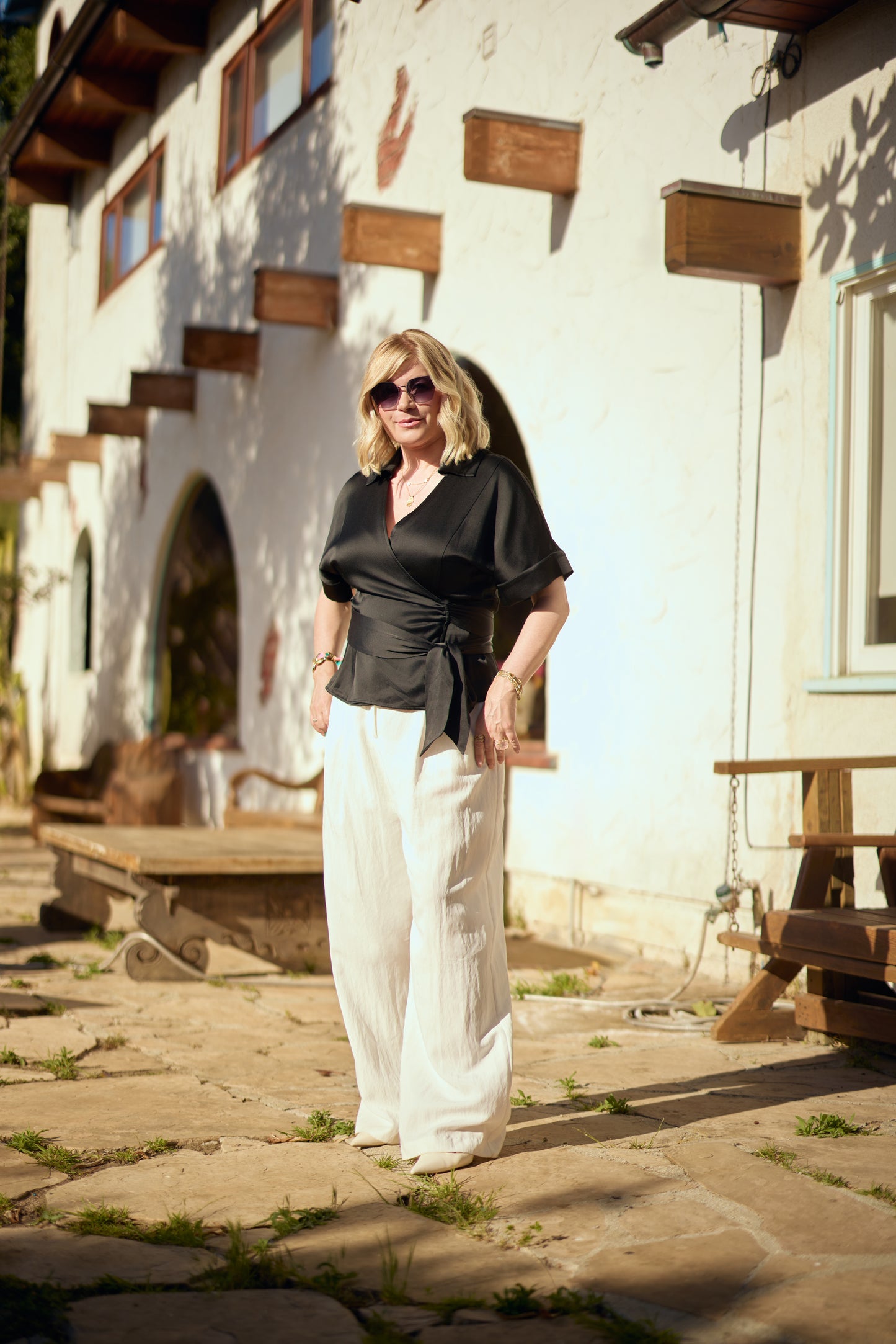 Olivia Short-Sleeve Wrap Blouse